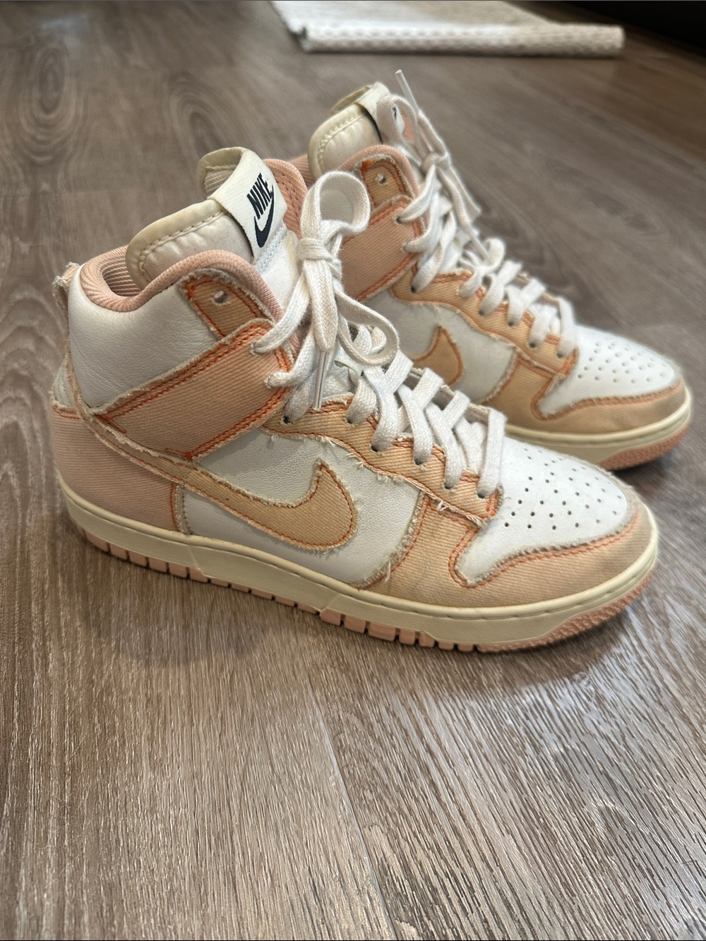 Nike Women's Mid-Top Sneakers in Peach & White